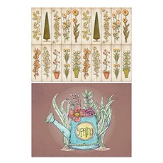 ROEM DESIGN 矽膠餐墊 花朵圖案花園 + 花盆07, 混合顏色, 385 x 285 mm, 1個