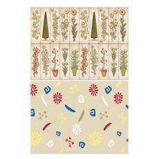 Roem Design 矽膠餐墊 花朵圖案花園 + 圖案1, 混合顏色, 385 x 285 mm, 1個