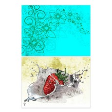 ROEM DESIGN 矽膠餐墊 花香 薄荷 + 草莓, 混合顏色, 385 x 285 mm, 2個