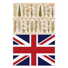 Roem Design 矽膠餐墊 花朵圖案花園 + 英國國旗, 混合顏色, 385 x 285 mm, 2個