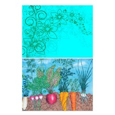 羅恩設計 矽膠餐墊 花香薄荷 + 蔬菜園, 混合顏色, 385 x 285 mm, 1個