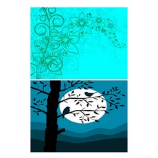 Roem Design 矽膠餐墊 花香薄荷 + 樹與鳥, 混合顏色, 385 x 285 mm, 2個