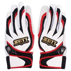 ZETT 뱃팅용 야구 장갑 BGK337, 화이트 + 레드, 1개