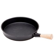 acacia home 木質單柄陶瓷塗層鑄鐵平底鍋, 18*3cm, 1個