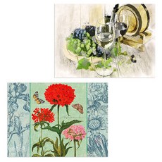 ROEM DESIGN 矽膠餐墊 酒紅色 + 花朵圖案, 混合顏色, 385 x 285 mm, 2個