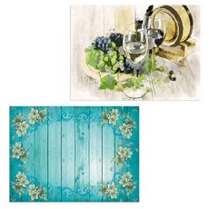 羅恩設計 矽膠餐墊 酒紅色 + 花卉圖案, 混合顏色, 385 x 285 mm, 2個