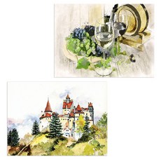 羅恩設計 矽膠餐墊 酒紅色 + 城堡風景, 混合顏色, 385 x 285 mm, 2個