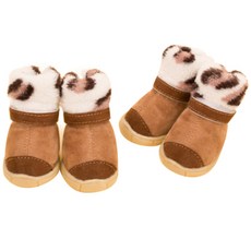 바이셀 애견 양털 스노우부츠, 레오파드 브라운, 1개