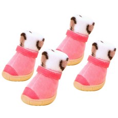 바이셀 애견 양털 스노우부츠, 레오파드 핑크, 1개