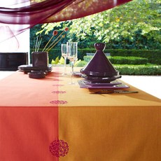 La Redoute 純棉雙色刺繡桌布 F641839, 150 x 200 cm, blue + green + yellow, 1個