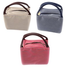 Block Mart 防水保溫保冷牛津布條紋收納包 隨機出貨, 紅色,藍色,米色,棕色, 3入