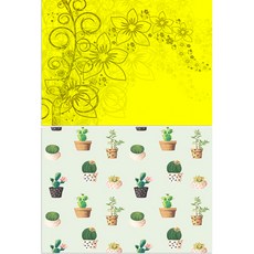 Roem Design 矽膠餐墊 花香黃 + 多肉仙人掌2, 混合顏色, 385 x 285 mm, 1個