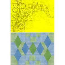 ROEM DESIGN 矽膠餐墊 花香黃色 + 七巧板圖案, 2, 385 x 285 mm, 2個