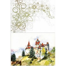 羅恩設計 矽膠餐墊 花香 白色 + 城堡風景, 混合顏色, 385 x 285 mm, 2個