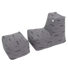 아이스투키 프리미엄 유아동 팝콘빈백 패브릭 + 스툴세트, M GREY