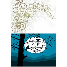 ROEM DESIGN 矽膠餐墊 花香白色 + 樹與鳥, 混合顏色, 385 x 285 mm, 2個