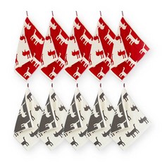 도트레코드 냥이 다크레드 5p + 그레이 5p 고리핸드타올, 혼합 색상, 1세트