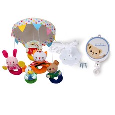 KOOMNARA 動物床邊音樂鈴+手動音樂盒, 混色