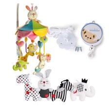 KOOMNARA 床邊音樂鈴+安撫吊飾+手動音樂盒, 混色