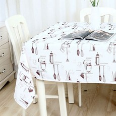 OWL LIVING 字母設計廚房桌布, E, 2號(140 x 140 cm)