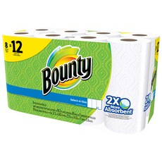 바운티 셀렉트어사이즈 GIANT ROLLS 키친타올 화이트 95매, 8롤, 1개