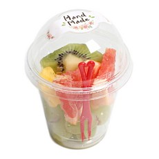 野餐屋透明杯25p+圓蓋無孔25p+貼紙25p+迷你叉子25p, 1套