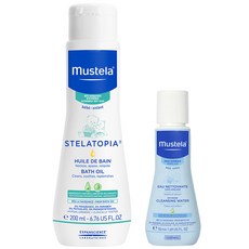 mustela 慕之恬廊 孩童Stelatopia沐浴油 200ml+免沖洗卸妝水 50ml, 1組