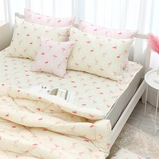 CHOUETTROOM 紅鶴印花柔軟薄被, 象牙