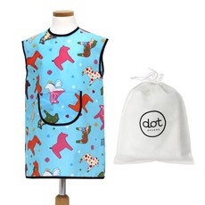 dot RECORD 孩童防水圍裙+收納袋, 藍色小馬款