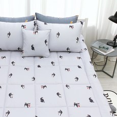 CHOUETTROOM 柴犬印花超細纖維床墊, 灰色的