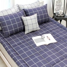 CHOUETTROOM 格紋半超細纖維床墊, 海軍藍