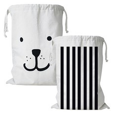 River Green布料多用途袋, 笑臉, 條紋, 2個