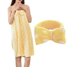 THE ZAKKA 平口圖案浴袍 + 髮帶, 黃色, 1套