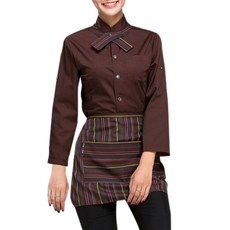 핑크망고 여성 조리사복 셔츠 + 앞치마 L, 브라운, 1세트