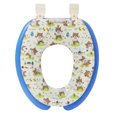 小熊印花馬桶坐墊, 藍色