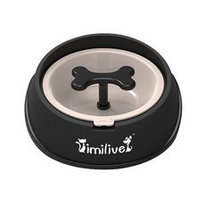 아울리빙 강아지 슬로우식기 M, 블랙, 1개