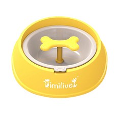 아울리빙 강아지 슬로우식기 S, 옐로우, 1개