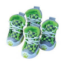 아울리빙 체크무늬 반려동물 신발 4p, 그린