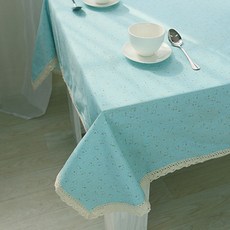 ECODY 蕾絲花朵印花桌布, 藍色, 90 x 90 厘米