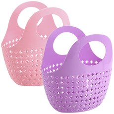 RIVER-GREEN 十字圓點浴籃粉色+紫色, 1套, 粉色,紫色