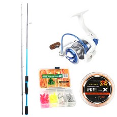 SAPA MIRACLE-X路亞魚竿藍色662+旋轉卷線器SB3000A+RE-X尼龍釣魚線150m 2號+30種通用路亞設備全套A型, 1套