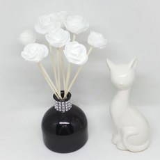 aser PACIFIC L'esprit 黑色圓瓶 Luxury 擴香瓶 + 迷你玫瑰花擴香棒 8入, 白色, 200ml, 1個