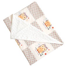 Coney Island 圖案印花超細纖維可拆式午睡毯, 貓頭鷹款(橘色)