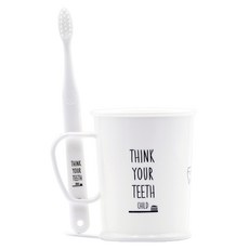 孩童款字母印花牙刷+牙杯, 1組