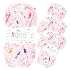 YEONIL Daily Fiber Coco 超細纖維印花針織線 4入, 2 粉紅色