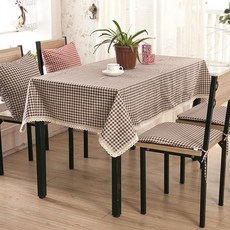 ECODY 蕾絲格紋桌巾, 黑色, 140 x 250 厘米