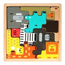 브레인숲 캐릭터 입체 테트리스 원목블록, 정글탐험, 10피스, 1개