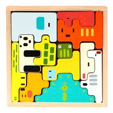 브레인숲 캐릭터 입체 테트리스 원목블록, 숲속동물, 12피스, 1개