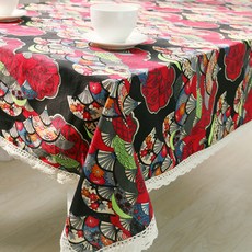 ECODY 東方圖案蕾絲桌巾, 黑色, 60 x 60 厘米