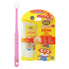 Pororo STB蒲公英360度孩童牙刷+Pororo口腔護理牙膏 2入, 粉色, 1組